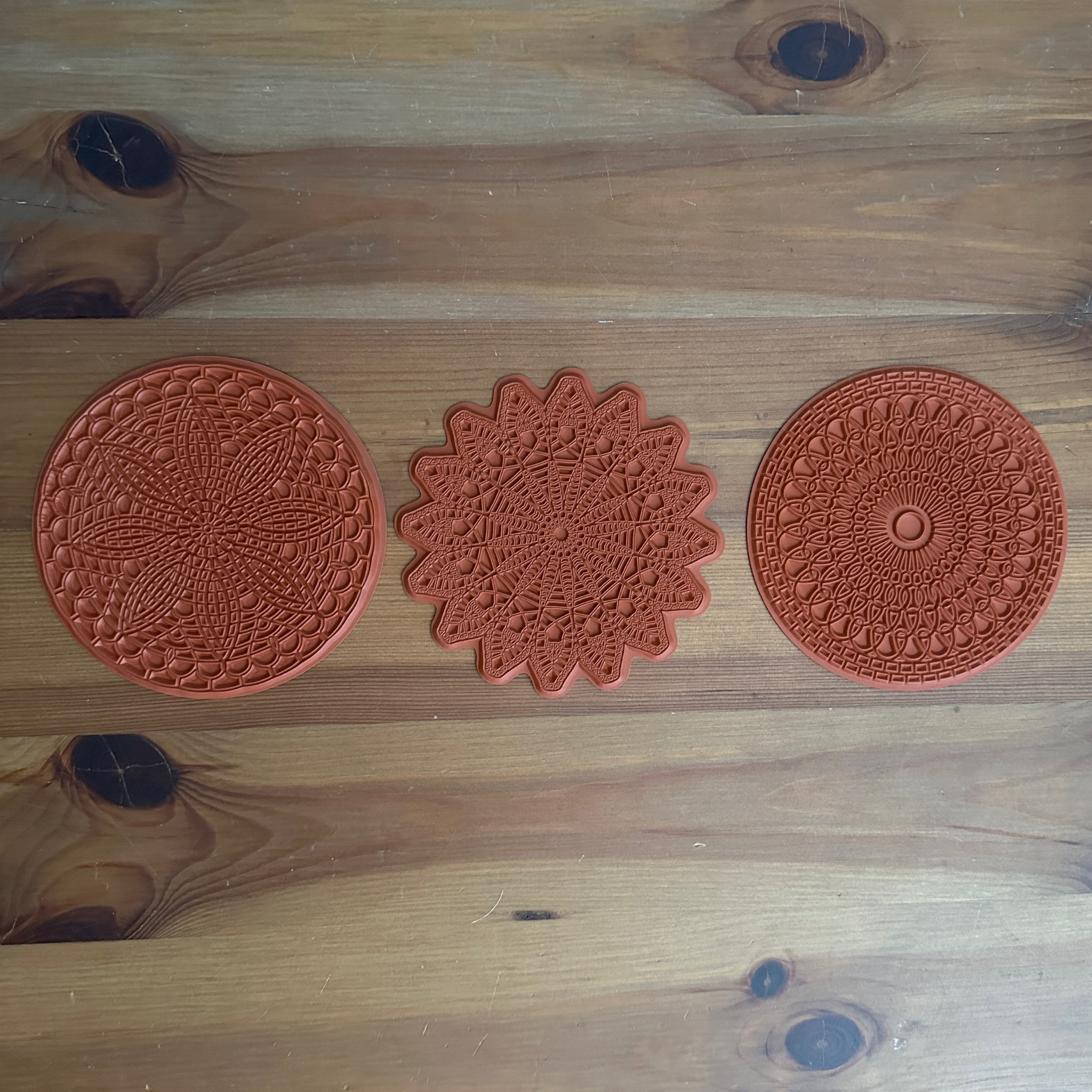 4.25" - Mandala Texture Mat Set - Set of 3 (1 x Serenity Spiral; 1x Solar Radiance; 1x Floral Rhapsody)