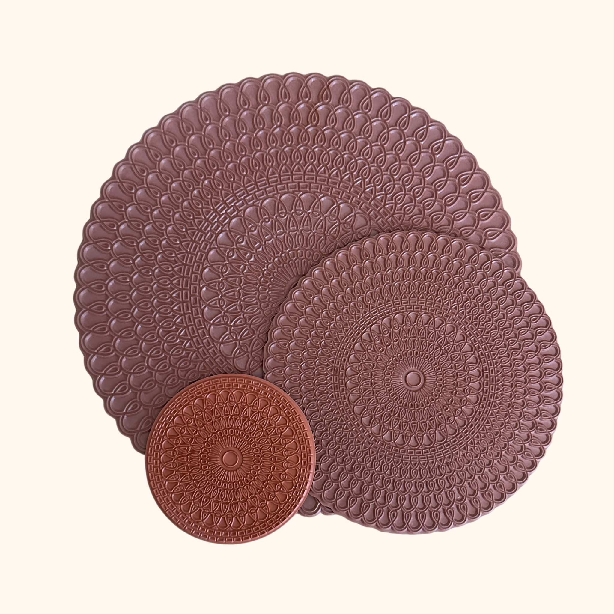 Serenity Spiral - Mandala Texture Mat - Set of 3 (4.25" + 8" + 12")