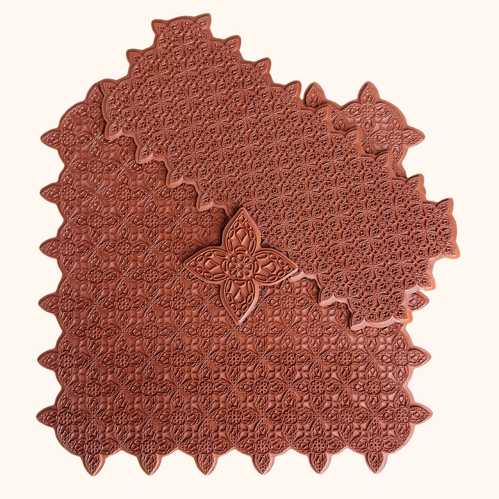 Petal Prism - Mandala Texture Mat #4 - Set of Three (3.5"x3.5" + 5"x12" + 12"x12")