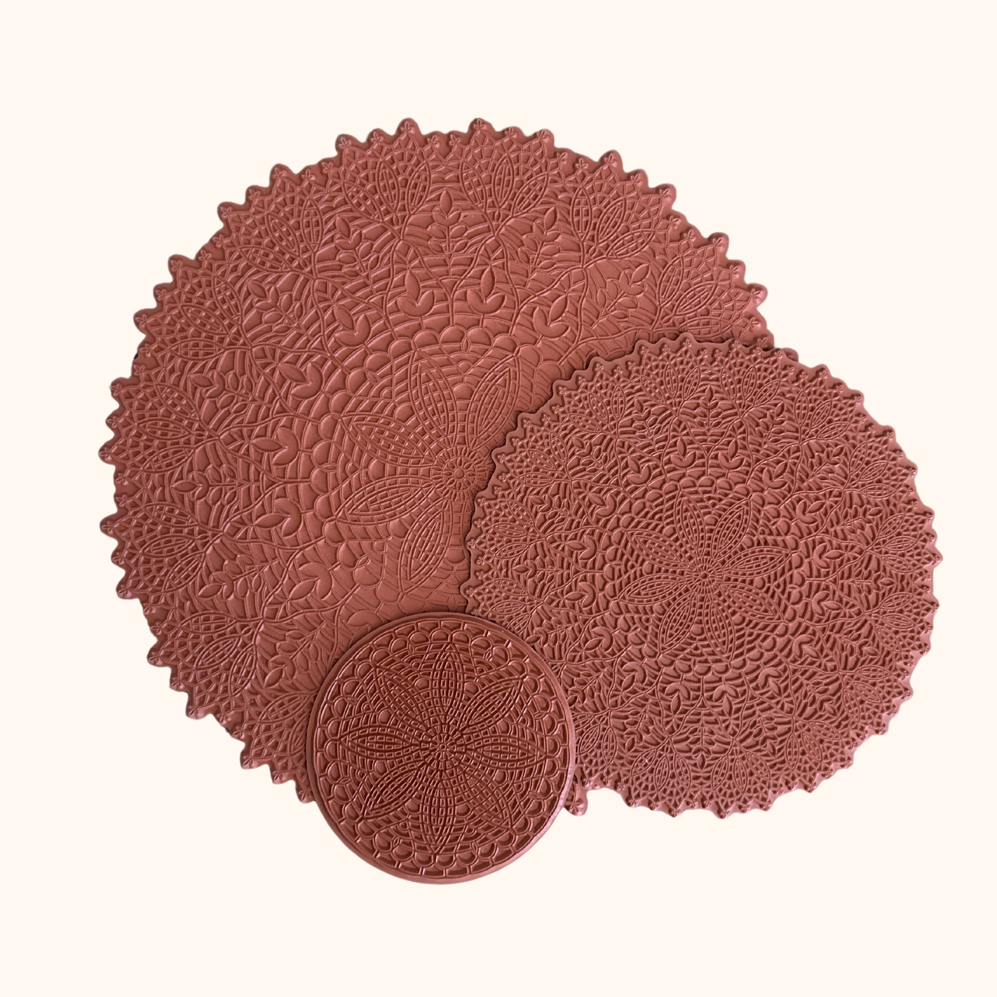 Floral Rhapsody - Mandala Texture Mat - Set of 3 (4.25" + 8" + 12")